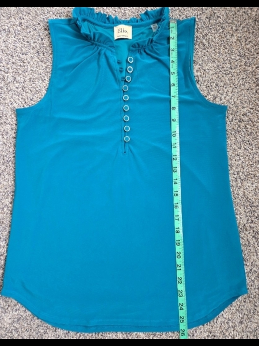 Elie Tahari Teal Ruffle-Neck Tank Size M - Picture 9 of 11
